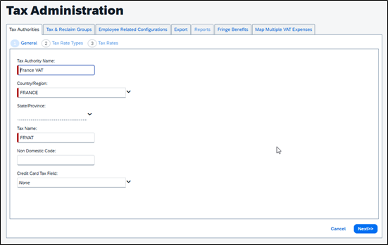 Tax Configuration Example