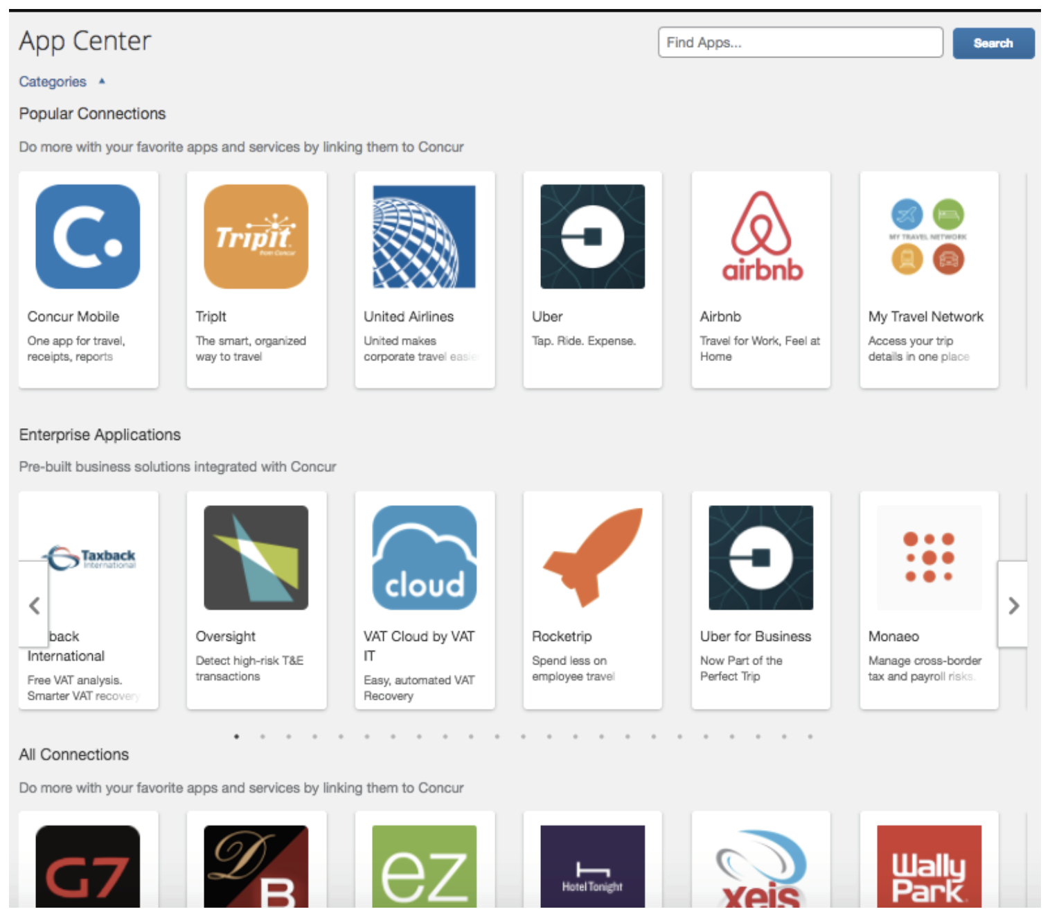 SAP Concur App Center Look - Browser