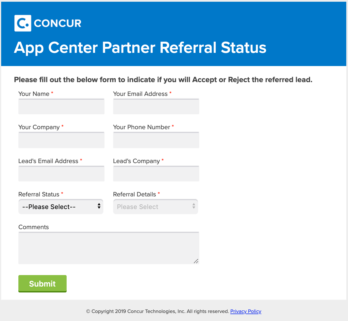 Sample Accept/Reject Form