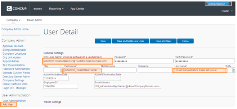 Creating a WS Admin user in professional image